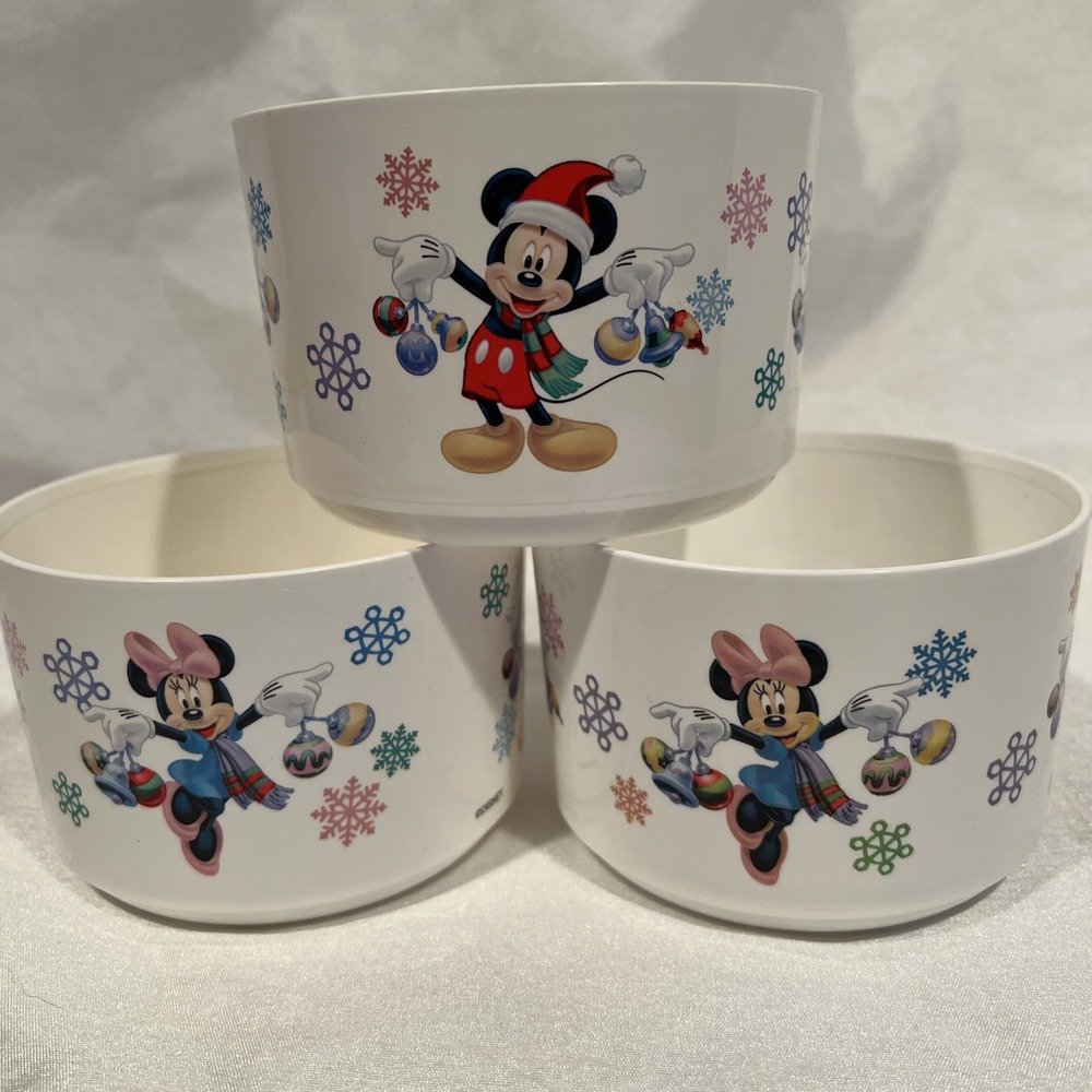 3- Tupperware Disney Minnie & Mickey 2 cup Canister Bowl Set -‎ No Lids - 7693-A